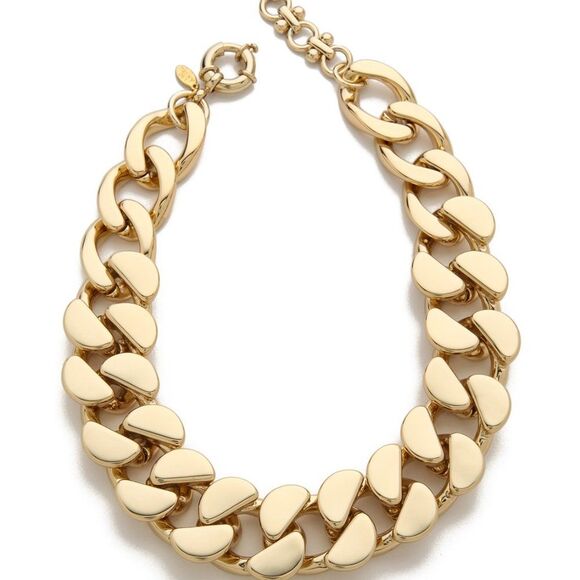 Neiman Marcus Lee Angel Curb Enamel Brass Necklace NWT 350 Cream Gold - Picture 1 of 9